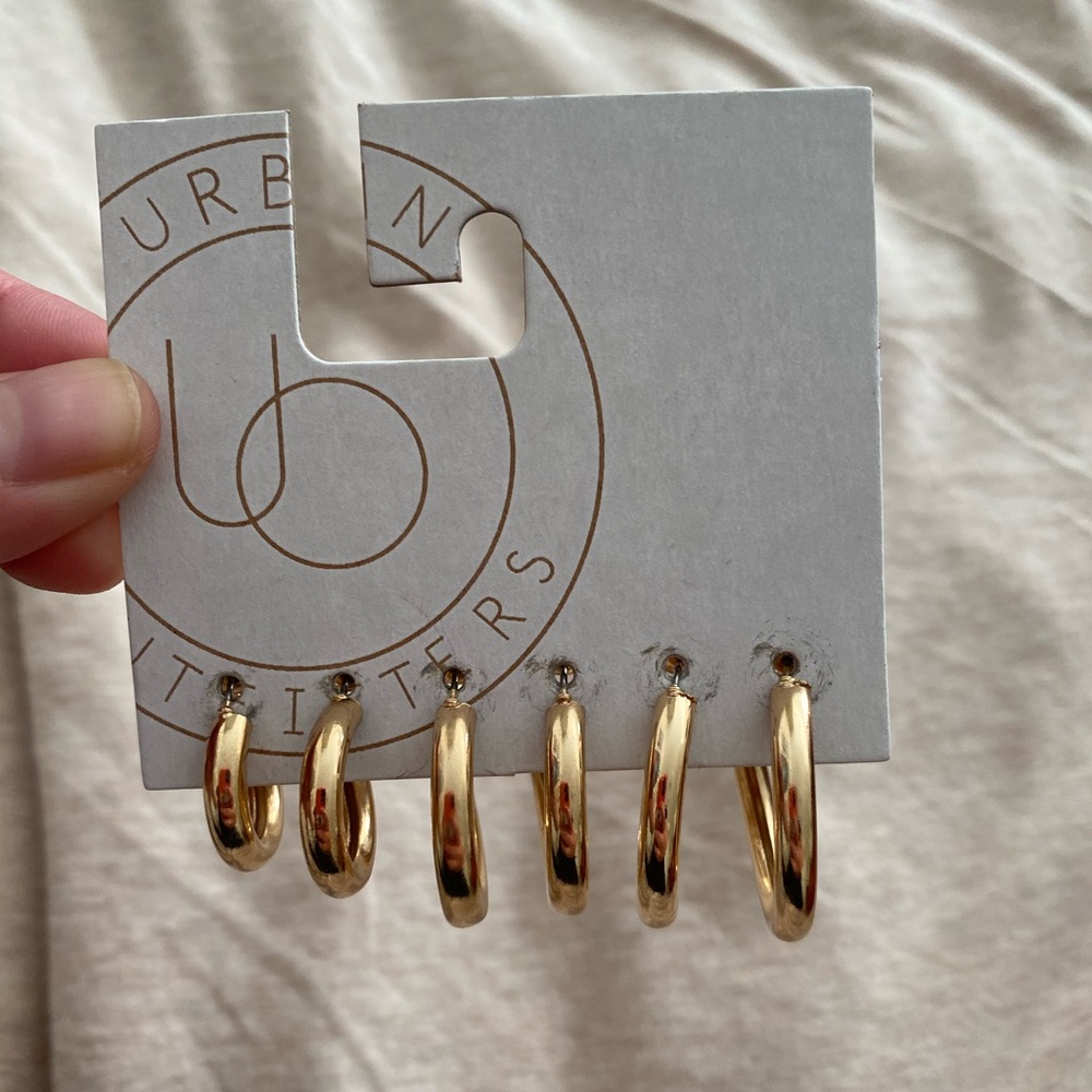 Urban Outfitters Hollow Hoop Earring Set (3)
